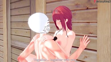 Makima’s lewd POV chainsaw sex tears her bikini raw hentai