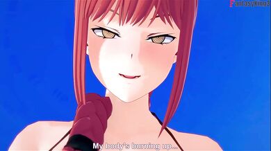Makima’s lewd POV chainsaw sex tears her bikini raw hentai