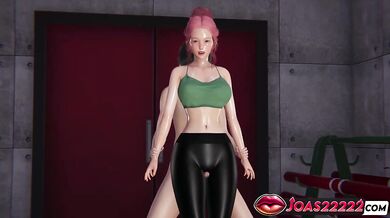 Sexy Kushine 3D Hentai in Cameltoe Leggings Thighjob Creampie