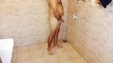Sri Lankan wife takes double penetration in hotel bathroom with husband and boy