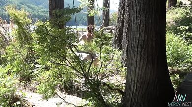 Mercy west stripped bare in nature exhibitionist nudes on the lake