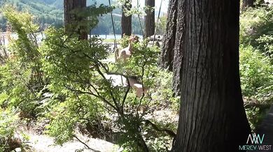 Mercy west stripped bare in nature exhibitionist nudes on the lake