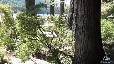 Mercy west stripped bare in nature exhibitionist nudes on the lake