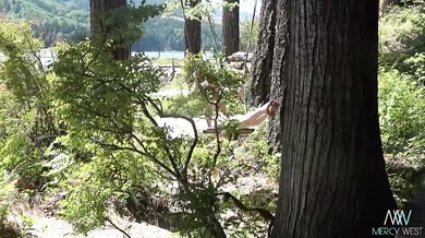 Mercy west stripped bare in nature exhibitionist nudes on the lake