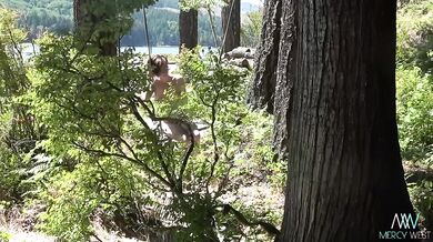 Mercy west stripped bare in nature exhibitionist nudes on the lake