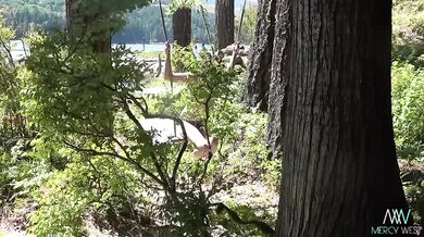 Mercy west stripped bare in nature exhibitionist nudes on the lake