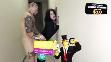 The floor cleaner gets her dirty whore ass fucked raw in front of everyone
