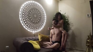 Relaxing oil massage leaves amateur couple dripping cum covered