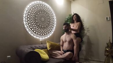 Relaxing oil massage leaves amateur couple dripping cum covered