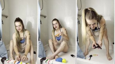 Looner Mistress Blows Her Balls Until Pop Looner Girl Balloon Blow