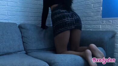 Tight mini skirt tight body hot latina sumisa solo at home