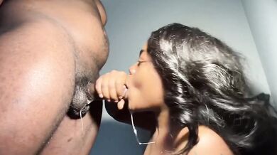 On my knees begging for a deep throat sloppy ebony blowjob