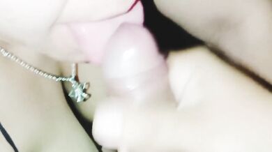 Intense homemade blowjob with natural tits semen down throat