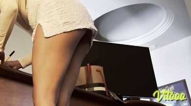 Miniskirt heels wifey wanks for him big latina ass glistens