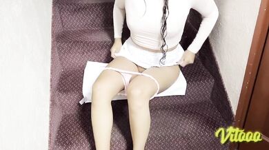 Miniskirt heels wifey wanks for him big latina ass glistens