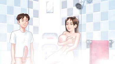 Hermanastra floods the shower with hot cum all night long
