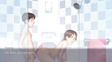 Hermanastra floods the shower with hot cum all night long