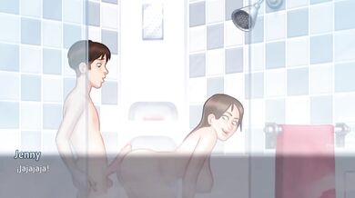 Hermanastra floods the shower with hot cum all night long