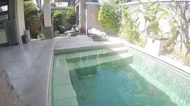 Awkward guy gets his new roommate pregnant in the pool doggystyle