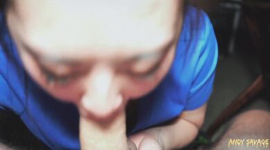 Green eyes asian nurse deepthroat POV face fucked girlfriend