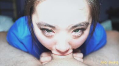Green eyes asian nurse deepthroat POV face fucked girlfriend