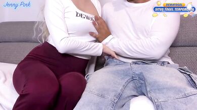 Girlfriend's mom has to try your cock first blowjob on the couch