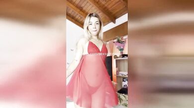 Petite TikToker’s innocent dance ruined when thick cum floods her pretty face live