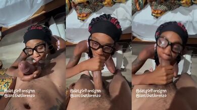 Pretty maid in glasses worships BBC with filthy blowjob then gets cumshot in her throat