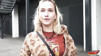 German scout defiles blonde Ukrainian vegan teen with big saggy tits in explicit casting