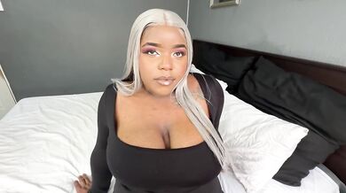 Busty Ebony MILF Begs a White Boy for a Creampie