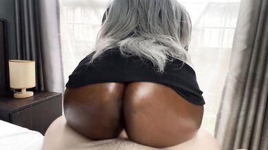 Busty Ebony MILF Begs a White Boy for a Creampie