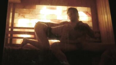 Wet Lotus gets her mouth fucked raw in the sauna by a huge DickTator
