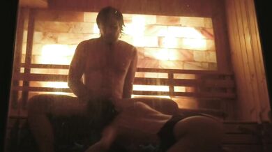 Wet Lotus gets her mouth fucked raw in the sauna by a huge DickTator
