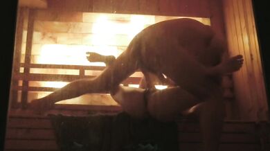 Wet Lotus gets her mouth fucked raw in the sauna by a huge DickTator