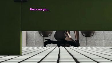 Cute Asian girl swallows big black cock in public toilet cum drinking piss