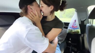 She was stuck in my car during a 69 cum in mouth blowjob