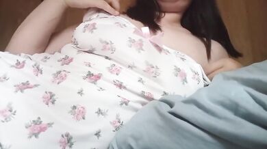 Japanese BBW masturbates to uneven nipples window open moaning solo
