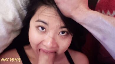 19 year old Chinese POV face fucked into a sloppy facial