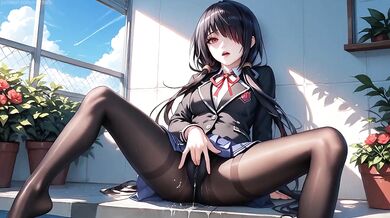Kurumi Tokisaki caught masturbating and filled with anal creampie