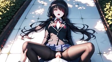 Kurumi Tokisaki caught masturbating and filled with anal creampie