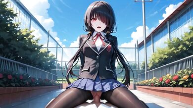 Kurumi Tokisaki caught masturbating and filled with anal creampie