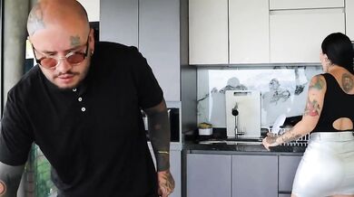 My slutty sister-in-law rides my big cock while wife cooks swallows every drop