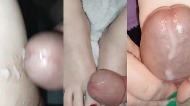 BBW amateur cumshot close ups drip on tongue toes feet