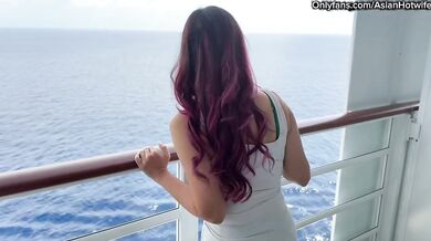 Asian Hotwife Destroys Cheating Husband on Cruise Blowjob With Condom Removal POV