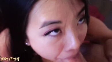 Perfect deepthroat from Chinese girlfriend 19 swallowing every inch