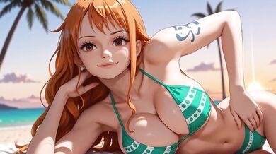 Nami in secret beach Hentai destroyed by big cocks and gushing creampie