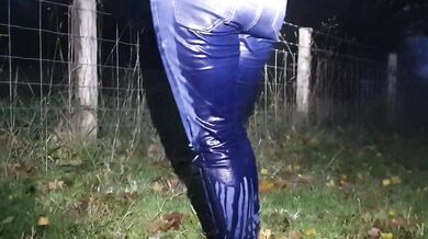 Blonde British babe pisses herself in car leaving jeans soaked