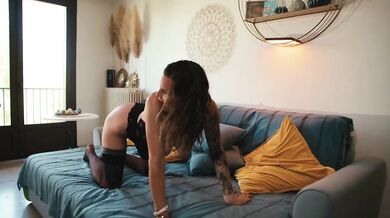 Oiled ass destroyed by hot milf cum swallowing doggystyle