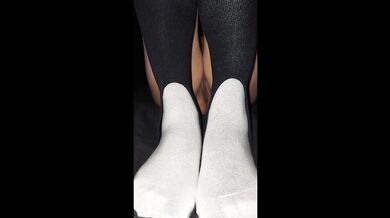 Petite Asian Cums Hard On 10inch Dildo While Wearing Slugger Socks