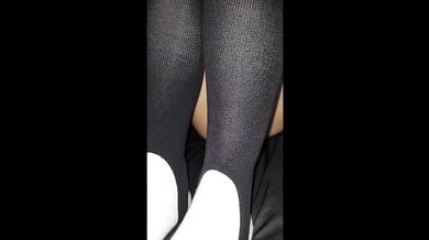 Petite Asian Cums Hard On 10inch Dildo While Wearing Slugger Socks